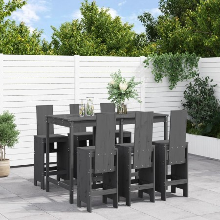 Set de mesa y taburetes altos jardín 7 piezas madera pino gris en Conjuntos de jardín | Comprar online en Foru.es