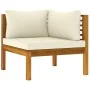 2-piece sofa set with white cream acacia wood cushions by vidaXL, Modular outdoor sofas - Ref: Foro24-316283, Price: 315,53 €...
