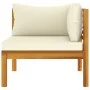 2-teilige Sofagarnitur mit weiß-cremefarbenen Akazienholzkissen von vidaXL, Modulare Sofas für den Außenbereich - Ref: Foro24...