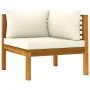 Corner sectional sofa with cream white cushion and acacia wood. by vidaXL, Modular outdoor sofas - Ref: Foro24-316287, Price:...