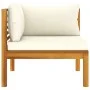Corner sectional sofa with cream white cushion and acacia wood. by vidaXL, Modular outdoor sofas - Ref: Foro24-316287, Price:...