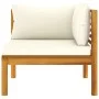Corner sectional sofa with cream white cushion and acacia wood. by vidaXL, Modular outdoor sofas - Ref: Foro24-316287, Price:...