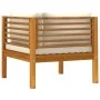 Corner sectional sofa with cream white cushion and acacia wood. by vidaXL, Modular outdoor sofas - Ref: Foro24-316287, Price:...