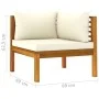Corner sectional sofa with cream white cushion and acacia wood. by vidaXL, Modular outdoor sofas - Ref: Foro24-316287, Price:...