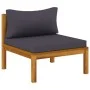 Center Sectional Sofa with Dark Gray Acacia Wood Cushions by vidaXL, Modular outdoor sofas - Ref: Foro24-316288, Price: 129,4...