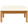 Reposapiés con cojín blanco crema madera maciza de acacia de vidaXL, Sofás modulares de exterior - Ref: Foro24-316291, Precio...