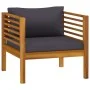 Silla de jardín con cojines gris oscuro madera maciza acacia de vidaXL, Sofás modulares de exterior - Ref: Foro24-316293, Pre...
