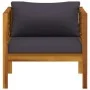 Silla de jardín con cojines gris oscuro madera maciza acacia de vidaXL, Sofás modulares de exterior - Ref: Foro24-316293, Pre...