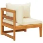 Sofá esquinero con cojines blanco crema madera de acacia de vidaXL, Sofás modulares de exterior - Ref: Foro24-316315, Precio:...