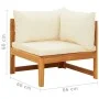 Sofá esquinero con cojines blanco crema madera de acacia de vidaXL, Sofás modulares de exterior - Ref: Foro24-316315, Precio:...
