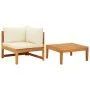 Set muebles de jardín 2 pzas cojines crema madera de acacia de vidaXL, Sofás modulares de exterior - Ref: Foro24-316316, Prec...