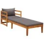 Liege mit dunkelgrauen Kissen aus massivem Akazienholz von vidaXL, Modulare Sofas für den Außenbereich - Ref: Foro24-316317, ...