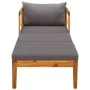 Liege mit dunkelgrauen Kissen aus massivem Akazienholz von vidaXL, Modulare Sofas für den Außenbereich - Ref: Foro24-316317, ...