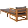 Liege mit dunkelgrauen Kissen aus massivem Akazienholz von vidaXL, Modulare Sofas für den Außenbereich - Ref: Foro24-316317, ...