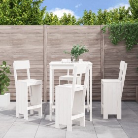 Set de mesa y taburetes altos jardín 5 pzas madera pino blanco en Conjuntos de jardín | Comprar online en Foru.es