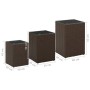 Mesa auxiliar 3 pzas superficie vidrio ratán sintético marrón de vidaXL, Mesas auxiliares - Ref: Foro24-316380, Precio: 85,21...