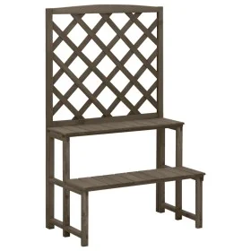 Soporte de plantas y enrejado madera de abeto gris 70x42x115 cm de vidaXL, Soportes para macetas - Ref: Foro24-316414, Precio...