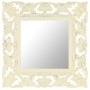 Espejo tallado a mano madera maciza de mango blanco 50x50 cm de vidaXL, Espejos - Ref: Foro24-321641, Precio: 34,63 €, Descue...
