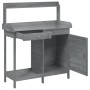 Mesa para macetas y armario madera abeto gris 110,5x45x124,5 cm en Soportes para macetas | Comprar online en Foru.es