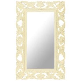 Espejo tallado a mano madera maciza de mango blanco 80x50 cm de vidaXL, Espejos - Ref: Foro24-321642, Precio: 80,54 €, Descue...