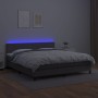 Cama box spring colchón y LED cuero sintético gris 160x200 cm de vidaXL, Camas y somieres - Ref: Foro24-3134115, Precio: 514,...
