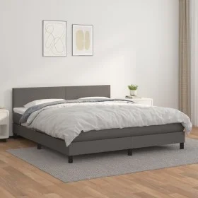 Boxspringbett mit grauer Kunstledermatratze 160x200 cm von vidaXL, Betten und Lattenroste - Ref: Foro24-3141015, Preis: 493,7...