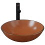 Lavabo grifo tapón pulsador cristal templado marrón de vidaXL, Lavabos - Ref: Foro24-3098455, Precio: 93,88 €, Descuento: %