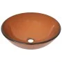 Lavabo grifo tapón pulsador cristal templado marrón de vidaXL, Lavabos - Ref: Foro24-3098455, Precio: 90,90 €, Descuento: %