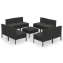 Set de muebles de jardín 9 pzas cojines ratán sintético negro de vidaXL, Conjuntos de jardín - Ref: Foro24-3094317, Precio: 6...