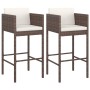 Taburetes de cocina con cojines 2 uds ratán sintético marrón de vidaXL, Sillas de jardín - Ref: Foro24-316656, Precio: 121,71...