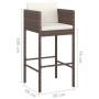 Taburetes de cocina con cojines 2 uds ratán sintético marrón de vidaXL, Sillas de jardín - Ref: Foro24-316656, Precio: 121,71...