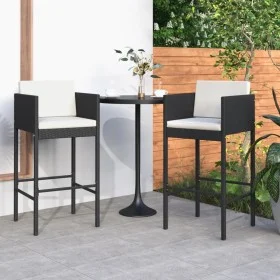 Taburetes de cocina con cojines 2 uds ratán sintético negro de vidaXL, Sillas de jardín - Ref: Foro24-316657, Precio: 118,47 ...