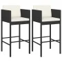 Küchenhocker mit Kissen 2 Stück schwarzes synthetisches Rattan von vidaXL, Gartenstühle - Ref: Foro24-316657, Preis: 118,47 €...