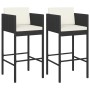 Taburetes de cocina con cojines 2 uds ratán sintético negro de vidaXL, Sillas de jardín - Ref: Foro24-316657, Precio: 118,45 ...