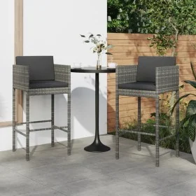 Taburetes de cocina con cojines 2 unidades ratán sintético gris de vidaXL, Sillas de jardín - Ref: Foro24-316658, Precio: 119...