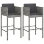 Kitchen stools with cushions, 2 units, synthetic gray rattan by vidaXL, Garden chairs - Ref: Foro24-316658, Price: 119,26 €, ...