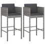 Taburetes de cocina con cojines 2 unidades ratán sintético gris de vidaXL, Sillas de jardín - Ref: Foro24-316658, Precio: 120...