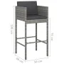 Küchenhocker mit Kissen 2 Einheiten synthetisches Rattangrau von vidaXL, Gartenstühle - Ref: Foro24-316658, Preis: 119,26 €, ...
