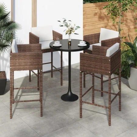 Küchenhocker mit Kissen 4 Stück braunes synthetisches Rattan von vidaXL, Gartenstühle - Ref: Foro24-316659, Preis: 227,14 €, ...