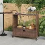 Bar cart with drawer brown synthetic rattan 100x45x97 cm by vidaXL, Kitchen and dining carts - Ref: Foro24-316662, Price: 177...