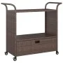 Bar cart with drawer brown synthetic rattan 100x45x97 cm by vidaXL, Kitchen and dining carts - Ref: Foro24-316662, Price: 177...