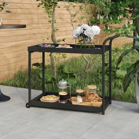 Black synthetic rattan bar cart 100x45x83 cm by vidaXL, Kitchen and dining carts - Ref: Foro24-316666, Price: 93,80 €, Discou...