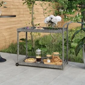 Carrito de bar ratán sintético gris 100x45x83 cm de vidaXL, Carros de cocina y comedor - Ref: Foro24-316667, Precio: 95,09 €,...