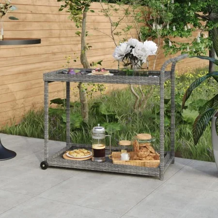 Carrito de bar ratán sintético gris 100x45x83 cm de vidaXL, Carros de cocina y comedor - Ref: Foro24-316667, Precio: 95,09 €,...