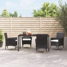 Sillas de jardín 4 unidades con cojines ratán sintético negro de vidaXL, Sillas de jardín - Ref: Foro24-316688, Precio: 230,3...
