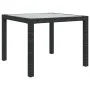 Mesa jardín vidrio templado ratán sintético 90x90x75 cm negro de vidaXL, Mesas de jardín - Ref: Foro24-316698, Precio: 136,23...
