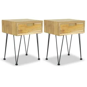 Mesitas de noche 2 unidades teca maciza 40x30x50 cm de vidaXL, Mesitas de noche - Ref: Foro24-3057527, Precio: 150,31 €, Desc...