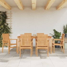 Juego de comedor de jardín 7 piezas madera maciza de teca en Conjuntos de jardín | Comprar online en Foru.es
