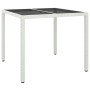 Mesa jardín vidrio templado ratán sintético 90x90x75 cm blanco de vidaXL, Mesas de jardín - Ref: Foro24-316702, Precio: 120,0...