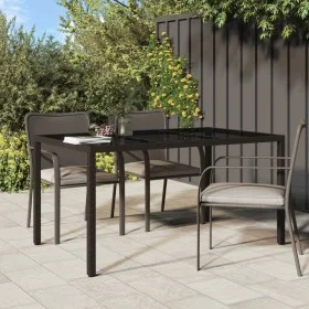 Mesa jardín vidrio templado ratán sintético 150x90x75 cm marrón de vidaXL, Mesas de jardín - Ref: Foro24-316704, Precio: 135,...